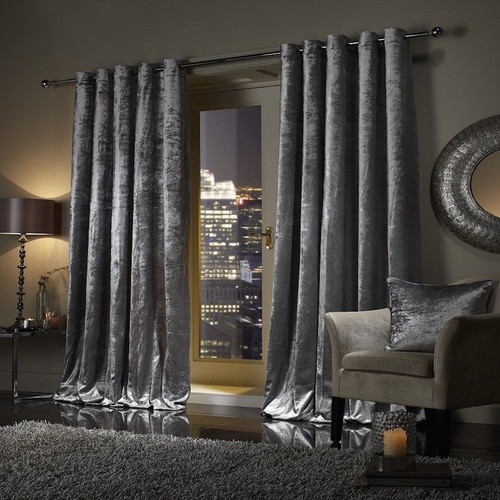 Crushed velvet curtains pair - velvet,