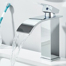 Cloakroom Waterfall Mono Basin Sink Mixer Tap Single Lever Bathroom Chrome Tap