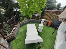 EVRE Rattan Garden Padded Sun Lounger Sun Bed Day Bed Sunlounger (Brown)