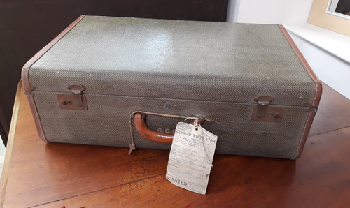 Vintage suitcase green - suitcase, fabric