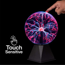8" Plasma Ball Lamp Touch & Sound Sensitive, Blue Purple Night Light Kids Gift