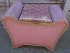 VINTAGE LLOYD LOOM STYLE ART DECO PINK & GOLD BEDROOM STOOL OTTOMAN PLEASE READ