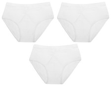3 Pairs Men's Keyhole Briefs Classic White Cotton Jersey Y-Fronts Underpants