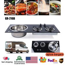 Caravan RV Camper 2 Burners LPG Gas Stove Hob+Sink Kitchen Combo Cooktop GR-216B