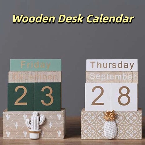 Wooden perpetual calendar date - wooden,