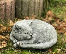 Stone figure cat Carlos cast stone frost-proof weatherproof cat garden figure decoration