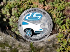 VINTAGE AUTOMOBILE CAR.BADGE # PORSCHE 911 C ARRERA RS 2.7 MADE IN ZUFFENHAUSEN
