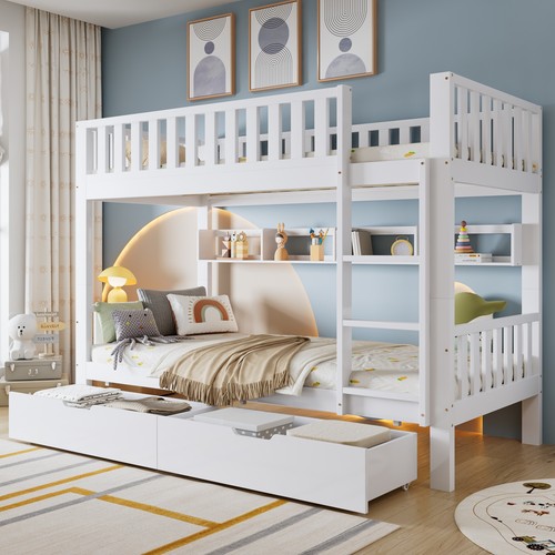 Bunk bed with ladder - with, storage
