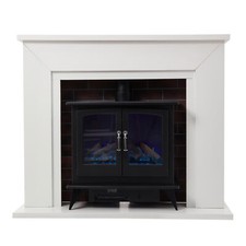 Electric Fireplace Suite/Insert Log Fire Flames Fire Heater/MDF Mantel Surround