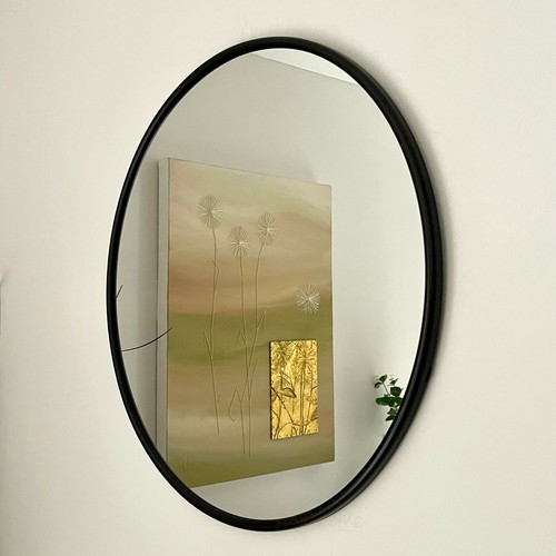 Black round wall mirror - black,