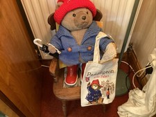 Vintage C. L.B. 1989 Bear New Knit Paddington Type Clothes Bag + Book  +Sandwich