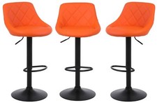 Set of 3 Orange Bar Stools Chairs Breakfast Chairs Swivel Gas Lift CORDOBA
