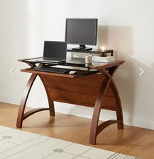 Curved Home Office Walnut 90cm