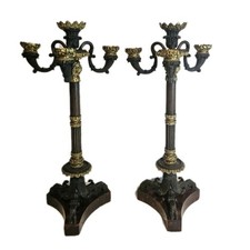 A Pair Of Charles X Gilded Bronze Candelabras on Serpentine Base C1830