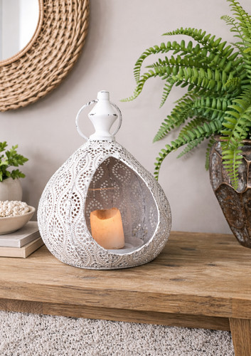 White moroccan style lantern - white,