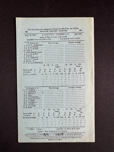 George cox bognor cc - bognor,