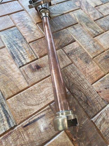 Antique brass fire hose - hose, nozzle
