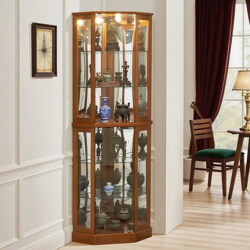 Wooden lighted curio corner - lighted,
