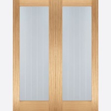 Internal Oak Suffolk Pattern 10 Clear Glazed rebated Pairs Doors