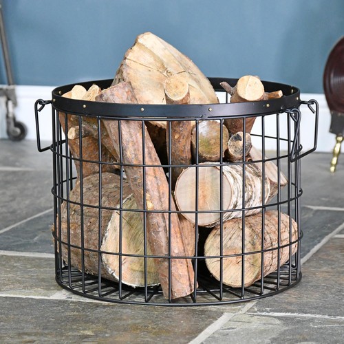 Black wirework fireside log - black,