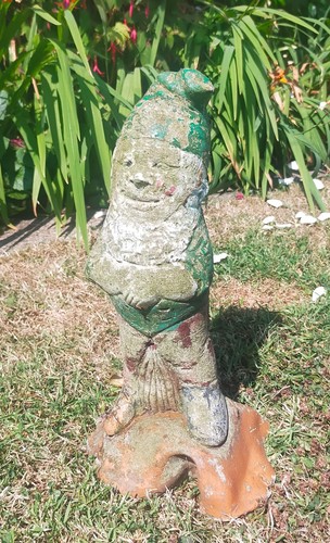 Vintage concrete garden gnome - vintage,