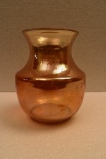 Vintage Jain Glass Works Marigold Iridescent Luster Vase Indian Art glass 1950"R