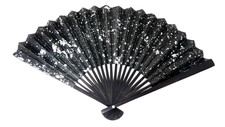 Black Folding Hand Fan White