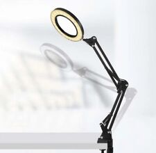 10X Magnifier Foldable Glass LED Desk Lamp Light Stand Clamp Beauty Magnifying
