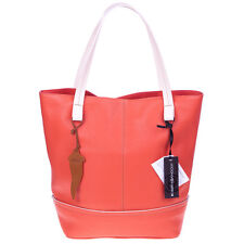 ROBERTA GANDOLFI Italian Made Natural Salmon Orange Pebbled Leather Tote Bag