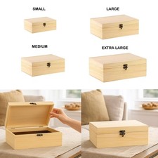 Natural Wooden Craft Box with