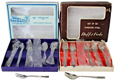 NEW Vtg Splayds 2 Sets of Six Piece Pastry Desert Parfait Buffet Cake Fork Spoon