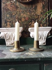 Pair of Early 20th Century Desfosses Cannon Candlesticks - Cast Iron & Gilt 