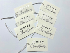 10 - 500 WHITE MERRY CHRISTMAS GIFT TAGS PRESENT WRAPPING STRING LABELS SILVER