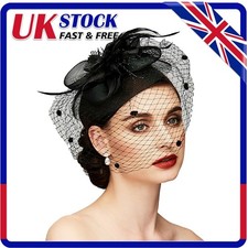 Women Ladies Fascinator Hat with Veil Wedding Hat Party Hat Pillbox Hat Bowler.