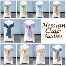 Rustic Wedding Event Party Decoration Hessian Burlap Chair Sashes Bow Covers 10x