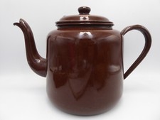 VINTAGE BROWN ENAMEL POT TEAPOT VINTAGE RETRO MID CENTURY