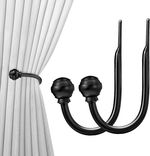 Curtain holdbacks black 2pcs - black,,