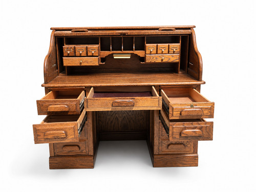 Stuart oak roll top desk - oak,