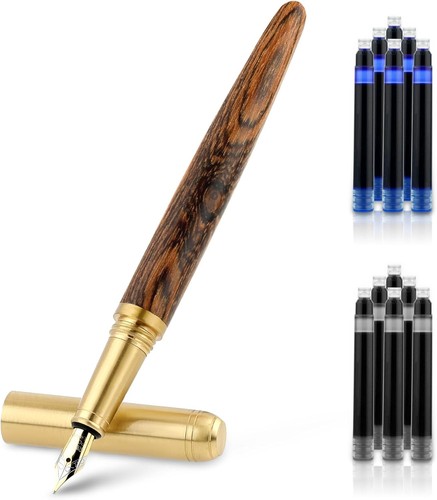 Wooden fountain pen with - fountain,