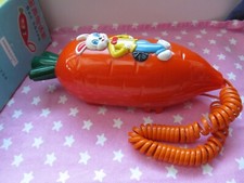 Kitsch Rabbit Carrot Plastic Home Telephone Working Boxed Vintage 1980s Prop Box