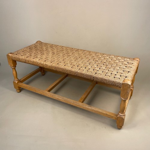 Wooden footstool woven bench - wooden,