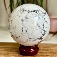 454G Natural Beautiful White Pine Stone Crystal Ball Gemstone Quartz Stone Sampl