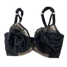 Playful Promises Satin Lace Underwire Bra Womens Size 34J Black Nude