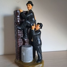 Laurel And Hardy Ceramic Figures Climbing A Wall Ornament Statue - Large Piece