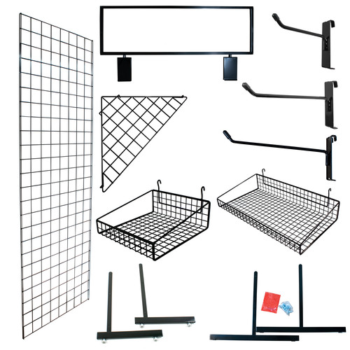 Black grid mesh - black,