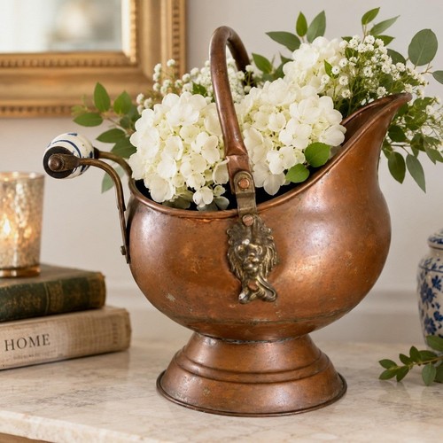 Vintage copper coal scuttle - copper,