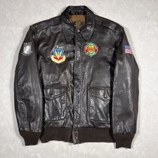 Type A-2 Air Force Brown Leather Jacket Mens 44 Cockpit VTG DWG 30-1415 TFW 366