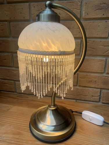 Brass table lamp glass - table,