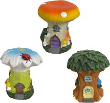 3pk Miniature Secret Mushroom Garden Tree Houses Lawn Home Plant Pot Craft Decor