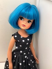 OOAK Rerooted & Repainted Vintage Sindy Doll Aqua Blue Hair Handmade Dress 